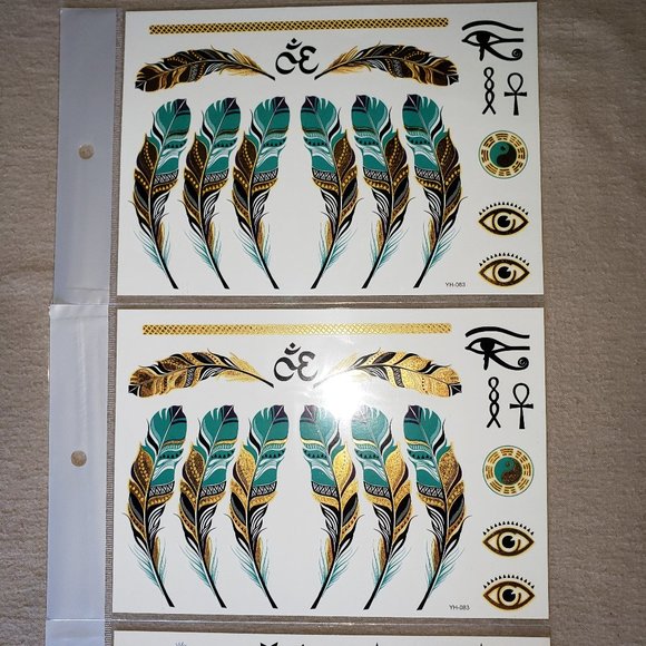 3 sheets Golden Silver Temporary Tattoo - Picture 4 of 15